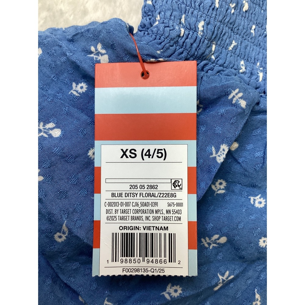 Cat & Jack Girls Blue Ditsy Floral Smocked Tiered Ruffle Skort XS 4/5 NWT - Picture 4 of 4